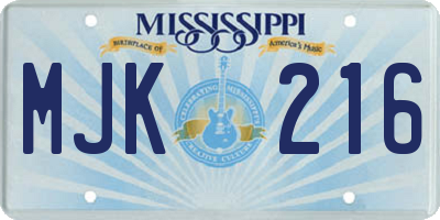 MS license plate MJK216