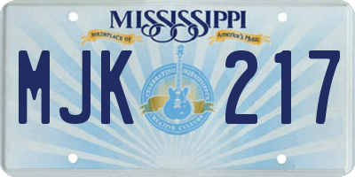 MS license plate MJK217