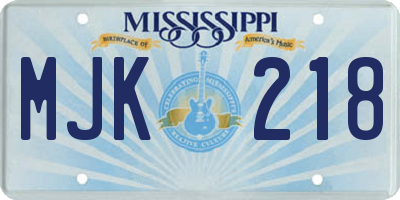MS license plate MJK218