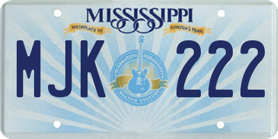 MS license plate MJK222