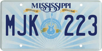 MS license plate MJK223
