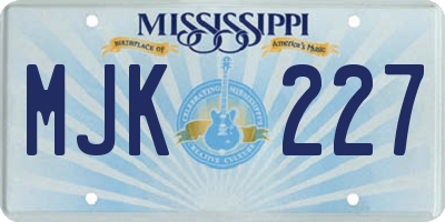 MS license plate MJK227
