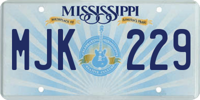 MS license plate MJK229