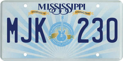 MS license plate MJK230
