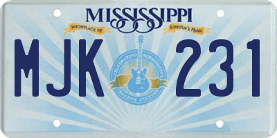 MS license plate MJK231