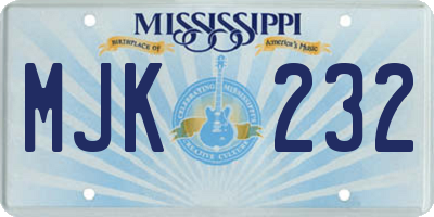 MS license plate MJK232