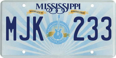 MS license plate MJK233