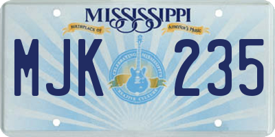 MS license plate MJK235