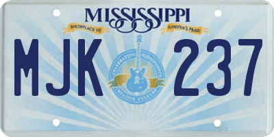 MS license plate MJK237