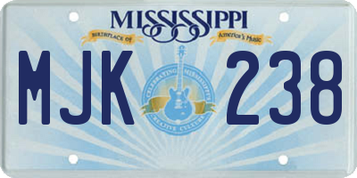MS license plate MJK238