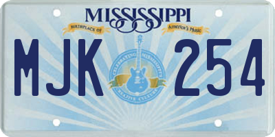 MS license plate MJK254