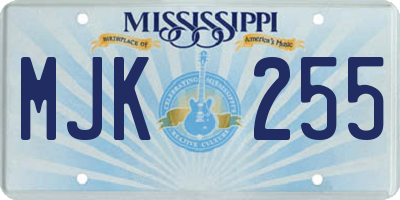 MS license plate MJK255