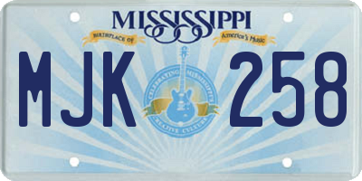 MS license plate MJK258