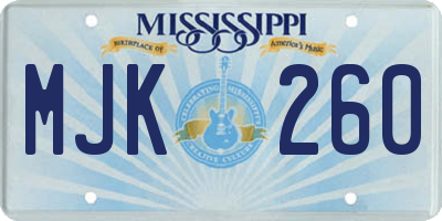 MS license plate MJK260