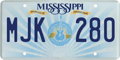 MS license plate MJK280