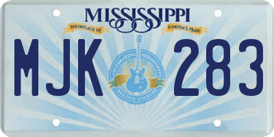 MS license plate MJK283