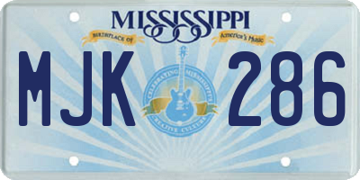 MS license plate MJK286