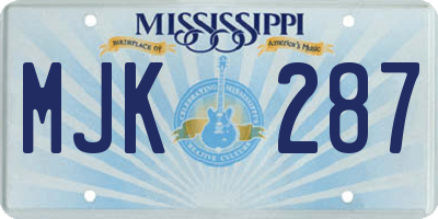 MS license plate MJK287