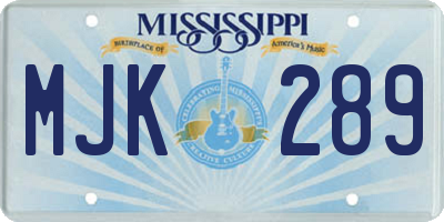 MS license plate MJK289