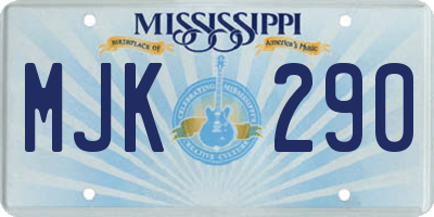 MS license plate MJK290