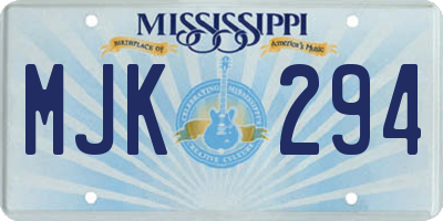 MS license plate MJK294