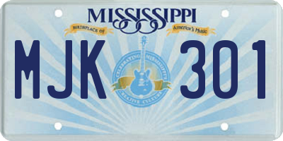 MS license plate MJK301