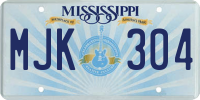 MS license plate MJK304