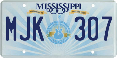 MS license plate MJK307
