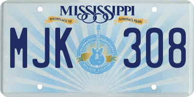 MS license plate MJK308