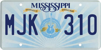 MS license plate MJK310