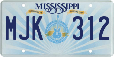 MS license plate MJK312