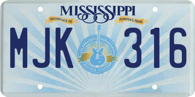 MS license plate MJK316