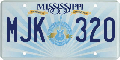 MS license plate MJK320