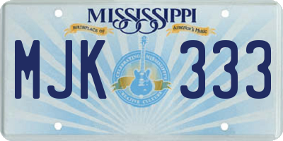MS license plate MJK333