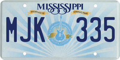 MS license plate MJK335