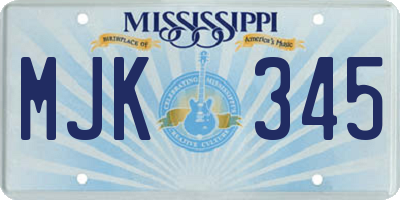 MS license plate MJK345