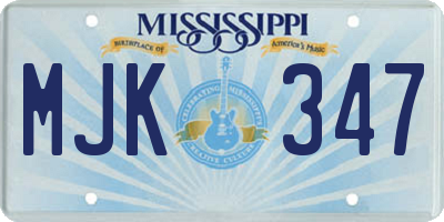 MS license plate MJK347