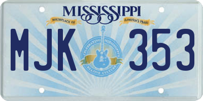 MS license plate MJK353