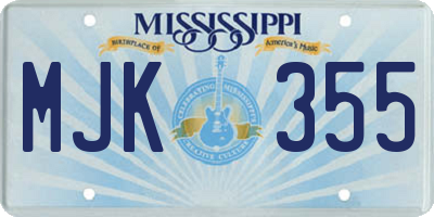 MS license plate MJK355