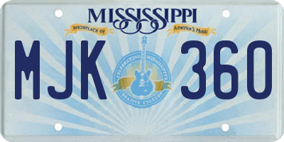 MS license plate MJK360