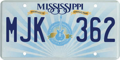 MS license plate MJK362