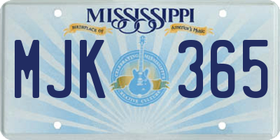 MS license plate MJK365