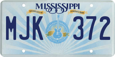 MS license plate MJK372