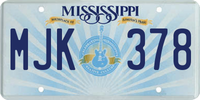 MS license plate MJK378