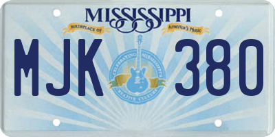 MS license plate MJK380