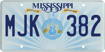MS license plate MJK382