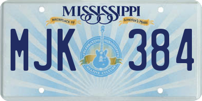 MS license plate MJK384