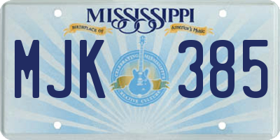 MS license plate MJK385