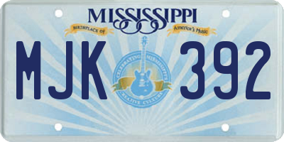 MS license plate MJK392