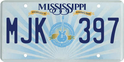 MS license plate MJK397